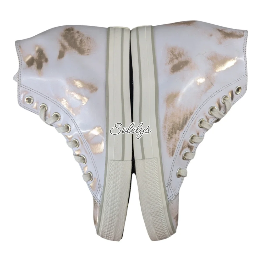 Converse 2016 Rare Lux Mid Hidden Wedge Brush Off Leather White Gold Sneaker 10 - Picture 10 of 10